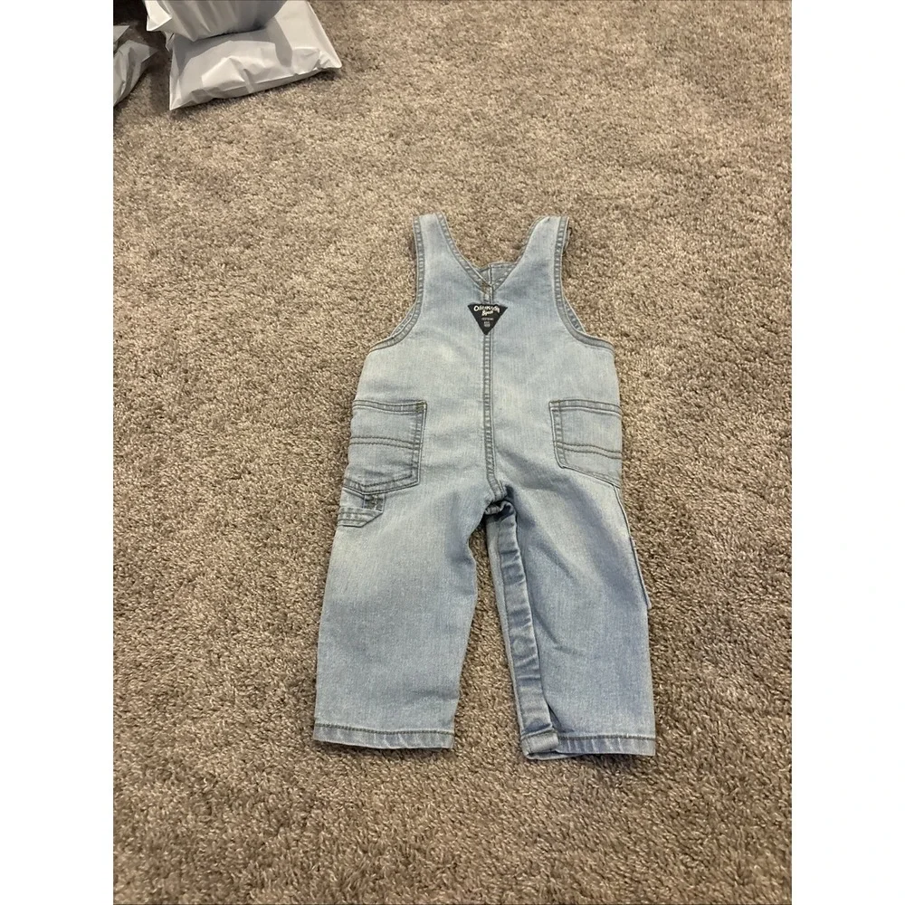 Y2K Oshkosh Bgosh Overalls Denim Baby 9M Light Wash Blue Vestbak Carpenter Month